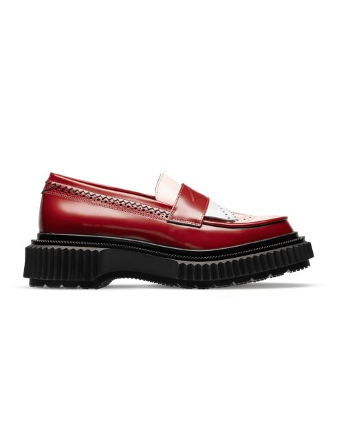 Mocassins en cuir rouge/rose/blanc