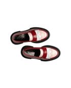 mocasines de piel rojo/rosa/blanco
