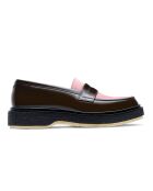 mocasines de piel burdeos y rosa