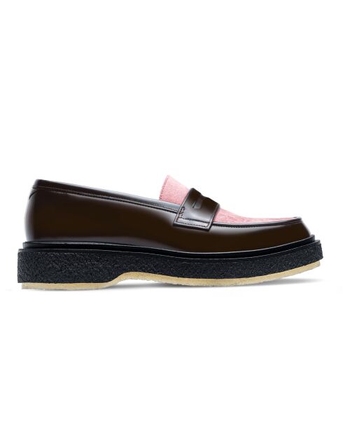 Mocassins en cuir bordeaux/rose