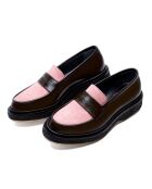 mocasines de piel burdeos y rosa