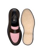 mocasines de piel burdeos y rosa