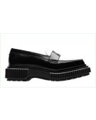 Mocassins en cuir noir/ivoire/pistache