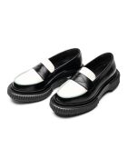 Mocassins en cuir noir/ivoire/pistache