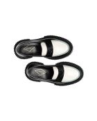 Mocassins en cuir noir/ivoire/pistache