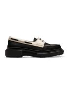 Derbies bateau en cuir noir/ivoire