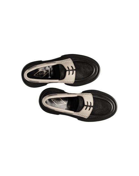 Derbies bateau en cuir noir/ivoire