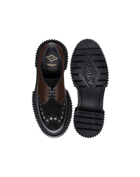Derbies à lacets en cuir marron foncé/noir/asphalte