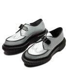 Derbys aus blau/schwarzem Leder mit Schnalle