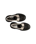 Boots-Derbys aus Leder in Schwarz/Elfenbein