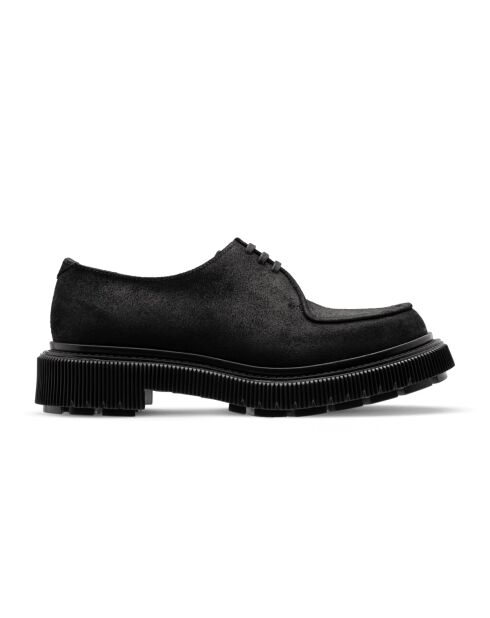 Derbies en cuir à lacets daim noir