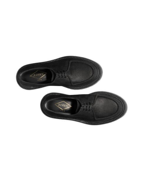 Derbies en cuir à lacets daim noir
