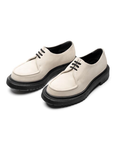 Derbies en cuir à lacets daim ivoire