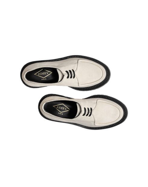 Derbies en cuir à lacets daim ivoire