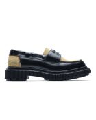 Derbies bateau en cuir noir/sable