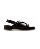 Schwarze Ledersandalen mit Schnalle