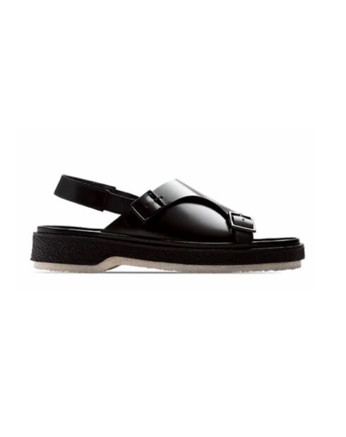 Schwarze Ledersandalen mit Schnalle