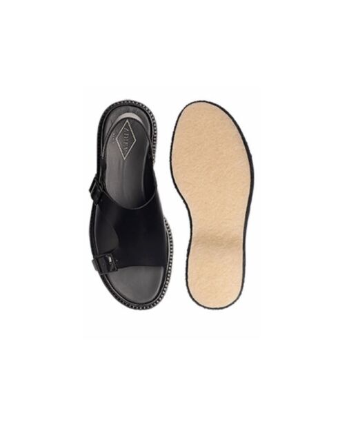 Schwarze Ledersandalen mit Schnalle