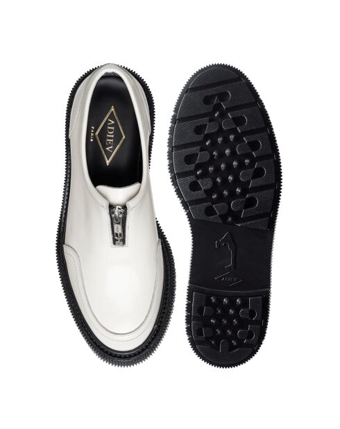 Derbies en cuir à fermeture éclair ivoire