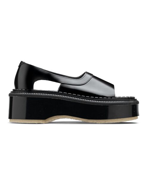 Sandalen mit großer Sohle aus schwarzem Krepp und Leder
