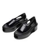Sandalen mit großer Sohle aus schwarzem Krepp und Leder