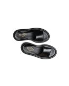 Sandalen mit großer Sohle aus schwarzem Krepp und Leder