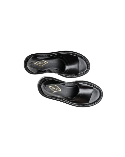Sandalen mit großer Sohle aus schwarzem Krepp und Leder