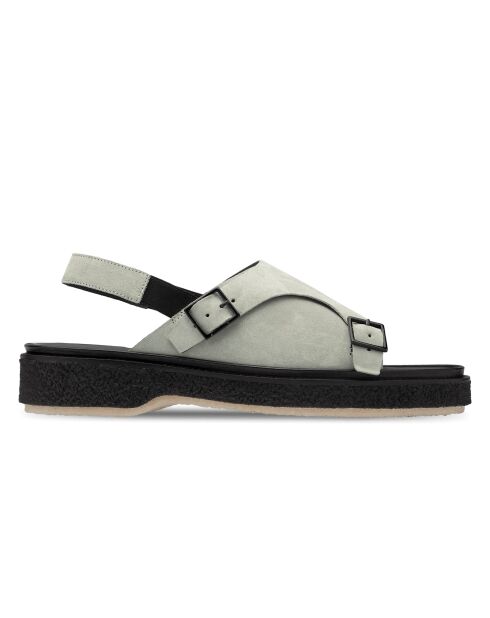 Sandalias con hebilla de piel gris gamuza