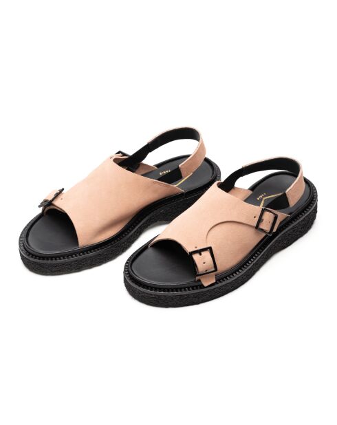 Pinke Sandalen aus Veloursleder