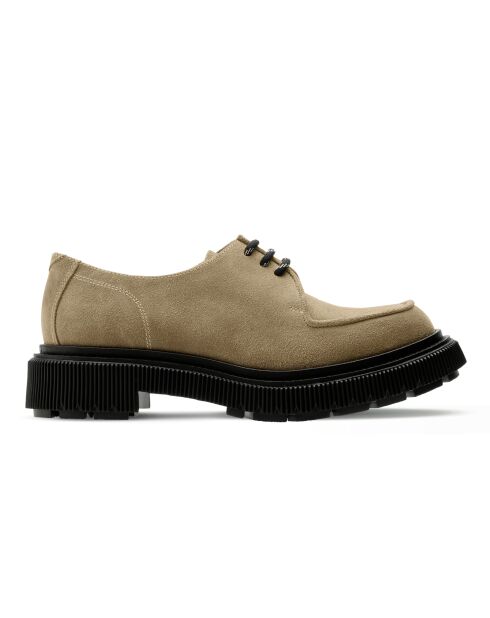 Derbies en cuir à lacets daim beige