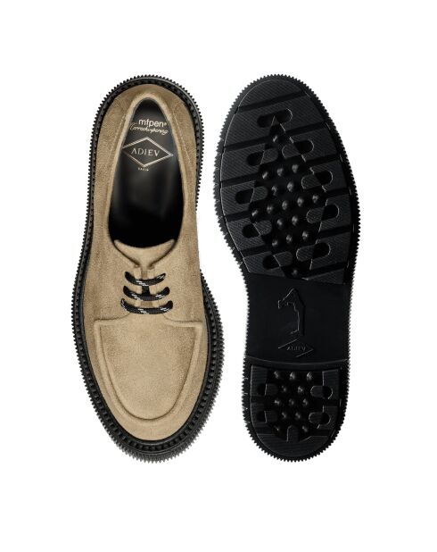 Derbies en cuir à lacets daim beige