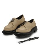 Derbies en cuir à lacets daim beige