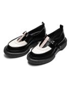 Baby's met gespen in zwart/ivoor/roze leer