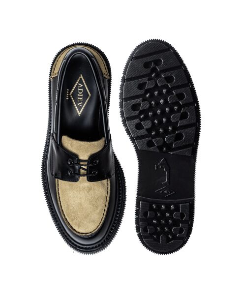 Derbies bateau en cuir noirs
