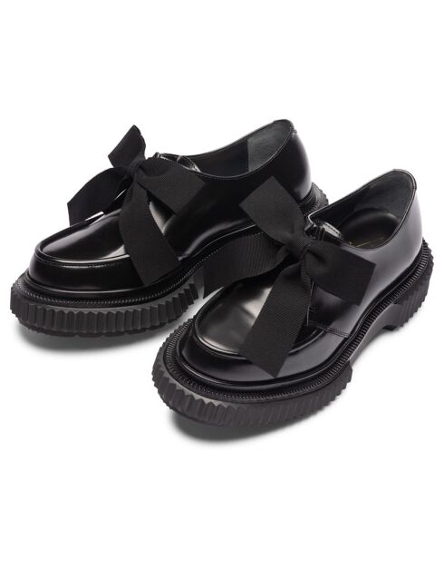 Derbies à nœud en cuir de veau noires