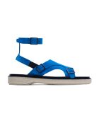 Sandales tropezian en cuir suède bleu électrique