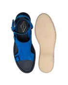 Sandales tropezian en cuir suède bleu électrique
