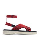 Sandalias con hebilla de piel tropeziana de ante rojo