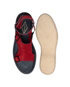 Sandalias con hebilla de piel tropeziana de ante rojo