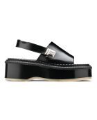 Schwarze Ledersandalen mit Schnalle