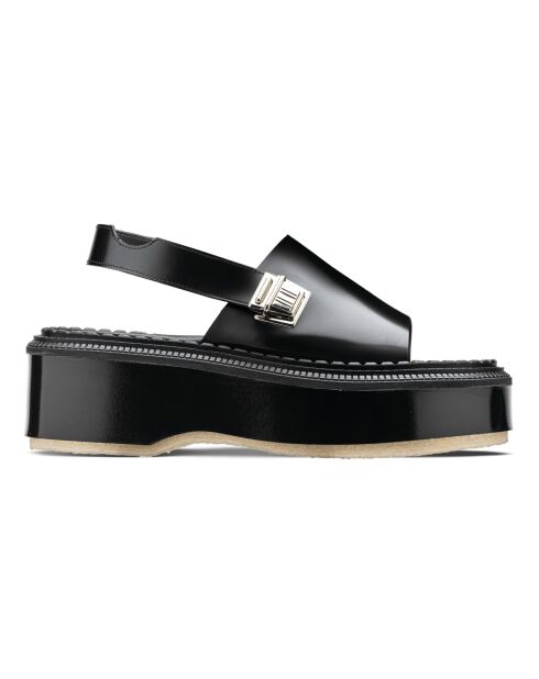 Schwarze Ledersandalen mit Schnalle