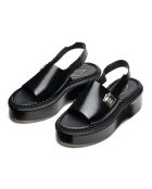 Schwarze Ledersandalen mit Schnalle