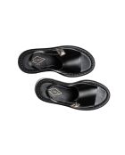 Schwarze Ledersandalen mit Schnalle