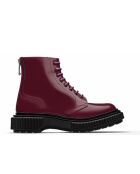 Botas de piel burdeos con cordones y cremallera