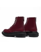 Botas de piel burdeos con cordones y cremallera
