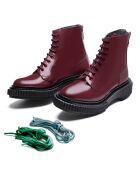 Botas de piel burdeos con cordones y cremallera