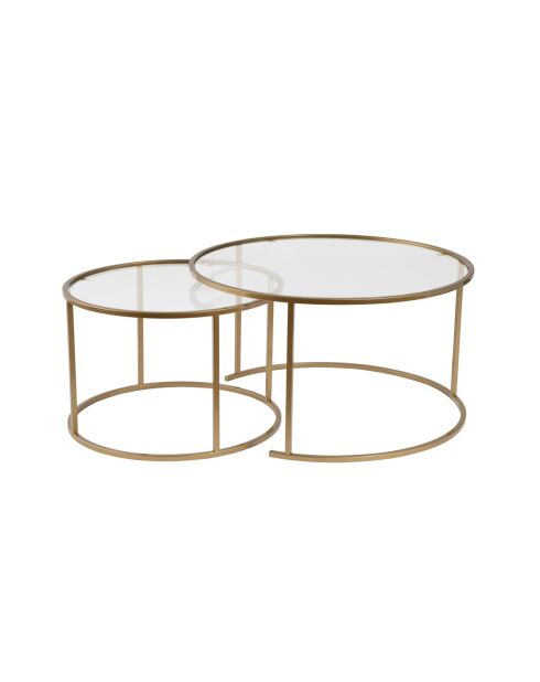 Salontafelset Aurum 80, 60 goud/transparant - 80x43x80 cm/60x39x60 cm