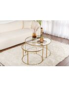 Salontafelset Aurum 80, 60 goud/transparant - 80x43x80 cm/60x39x60 cm