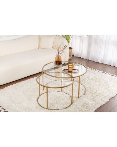 Salontafelset Aurum 80, 60 goud/transparant - 80x43x80 cm/60x39x60 cm