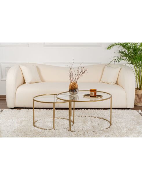 Salontafelset Aurum 80, 60 goud/transparant - 80x43x80 cm/60x39x60 cm